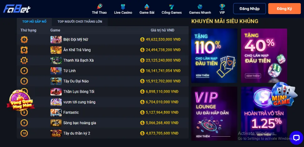 Các chương trình khuyến mãi Win69